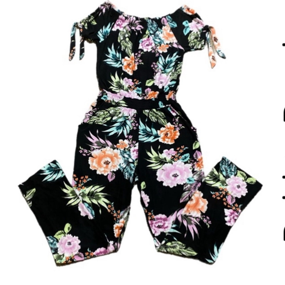 Bobbie Brooks Floral Off-Shoulder Jumpsuit